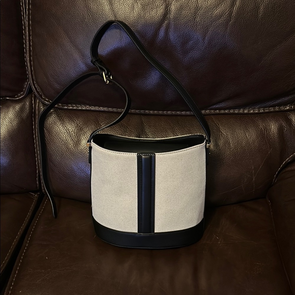 Chic Black and White Bucket Bag